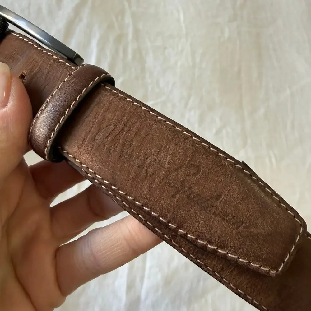 Robert Graham | Men’s 38 | Brown Leather Ripaso Belt | Distressed Contemporary